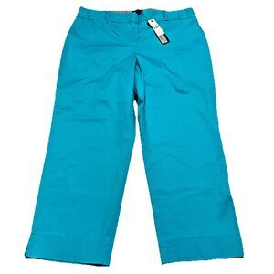 Talbots Women’s Signature Straight Crop Pants Size 8P Turquoise Blue Cropped NWT